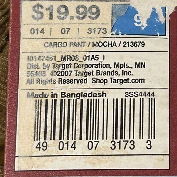 NWT Mossimo Supply Co. Pants Womens Size 9 Brown Low Rise Relaxed Corduroy Cargo - Picture 9 of 9